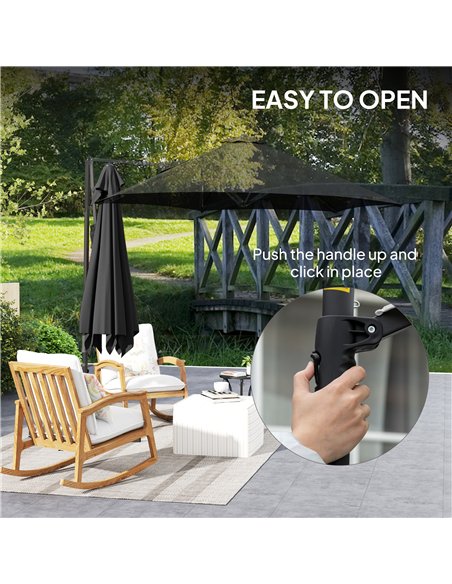 Outsunny 2.5m Rotating Cantilever Parasol - Black - pic 188809 | FastDaddyshop