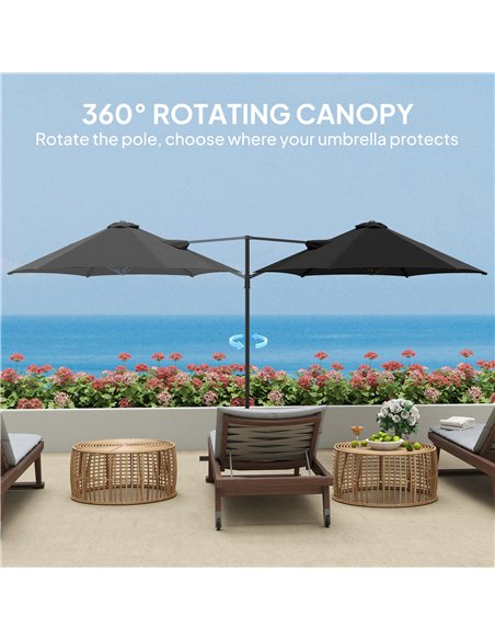 Outsunny 2.5m Rotating Cantilever Parasol - Black - pic 188810 | FastDaddyshop