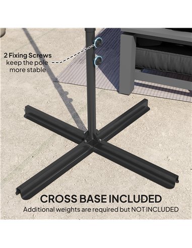Outsunny 2.5m Rotating Cantilever Parasol - Black