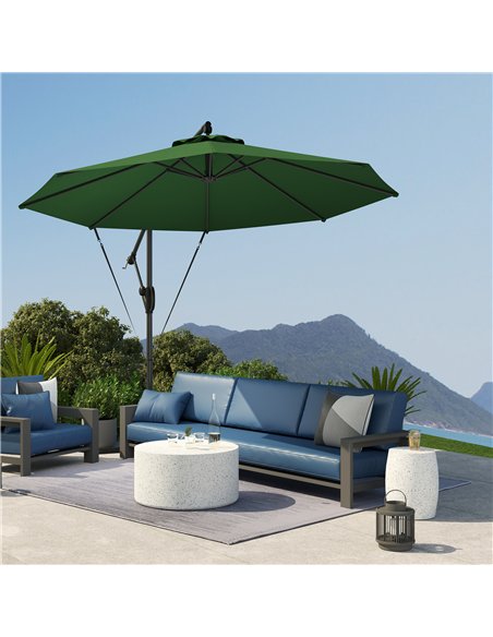 Outsunny 3(m) Garden Cantilever Parasol with Cover and Wind Protection Strap, Round Overhanging Umbrella with Crank Handle and T - pic 188816 | FastDaddyshop