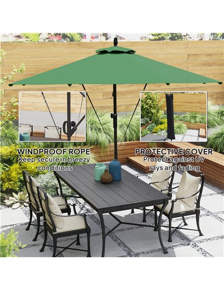 Outsunny 3(m) Garden Cantilever Parasol with Cover and Wind Protection Strap, Round Overhanging Umbrella with Crank Handle and T - pic 188818 | FastDaddyshop