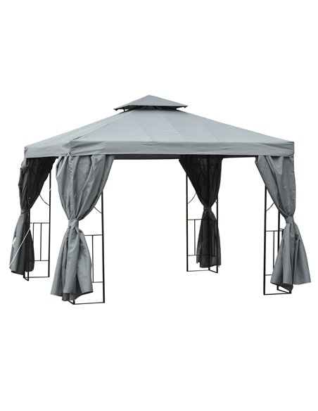 Outsunny 3 x 3 m Garden Metal Gazebo Marquee Patio Wedding Party Tent Canopy Shelter with Pavilion Sidewalls (Dark Grey) - pic 18882 | FastDaddyshop