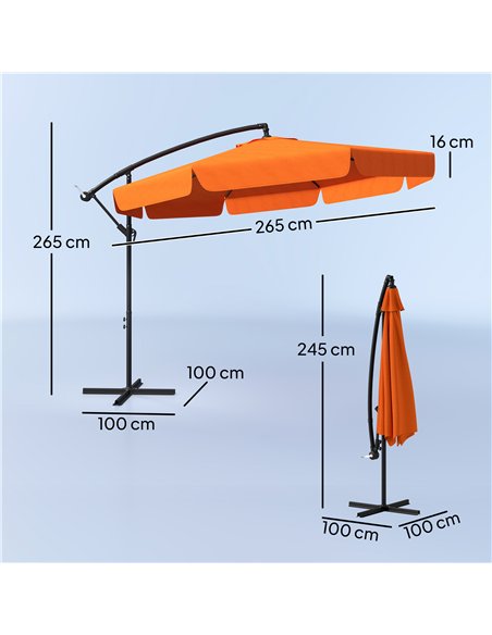 Outsunny 2.7m Garden Cantilever Banana Parasol - Orange - pic 188826 | FastDaddyshop
