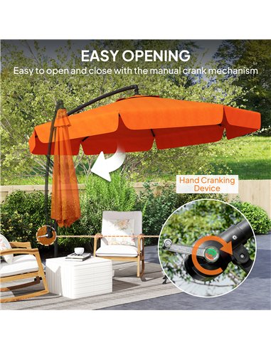 Outsunny 2.7m Garden Cantilever Banana Parasol - Orange