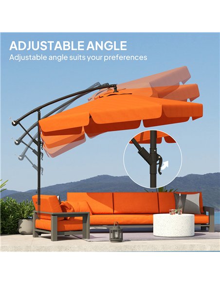 Outsunny 2.7m Garden Cantilever Banana Parasol - Orange - pic 188828 | FastDaddyshop