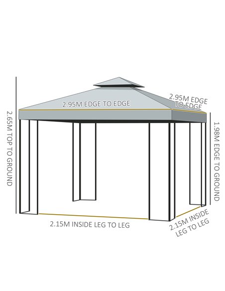 Outsunny 3 x 3 m Garden Metal Gazebo Marquee Patio Wedding Party Tent Canopy Shelter with Pavilion Sidewalls (Dark Grey) - pic 18883 | FastDaddyshop