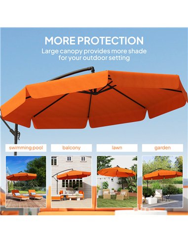 Outsunny 2.7m Garden Cantilever Banana Parasol - Orange