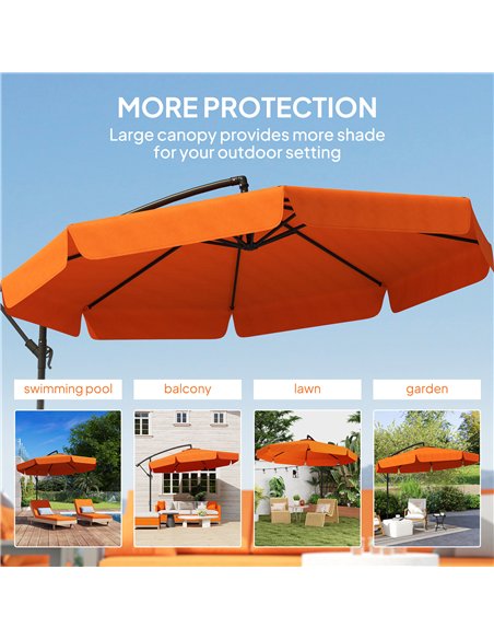 Outsunny 2.7m Garden Cantilever Banana Parasol - Orange - pic 188830 | FastDaddyshop