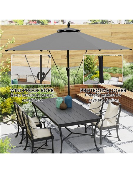 Outsunny 3(m) Garden Cantilever Parasol with Cover and Wind Protection Strap, Round Overhanging Umbrella with Crank Handle and T - pic 188836 | FastDaddyshop