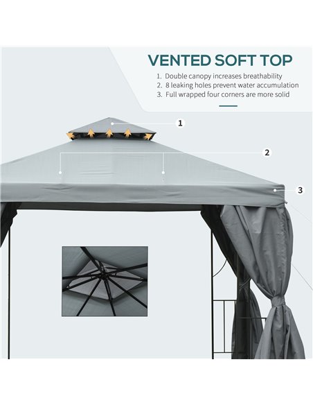 Outsunny 3 x 3 m Garden Metal Gazebo Marquee Patio Wedding Party Tent Canopy Shelter with Pavilion Sidewalls (Dark Grey) - pic 18884 | FastDaddyshop