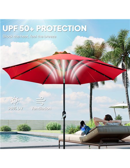 Outsunny 3 m Replacement Parasol Canopy with Top Vent, UPF 50+ Garden Parasol Replacement Canopy, 8 Rib Parasol Cover Replacemen - pic 188846 | FastDaddyshop