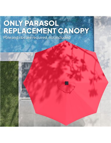 Outsunny 3 m Replacement Parasol Canopy with Top Vent, UPF 50+ Garden Parasol Replacement Canopy, 8 Rib Parasol Cover Replacemen
