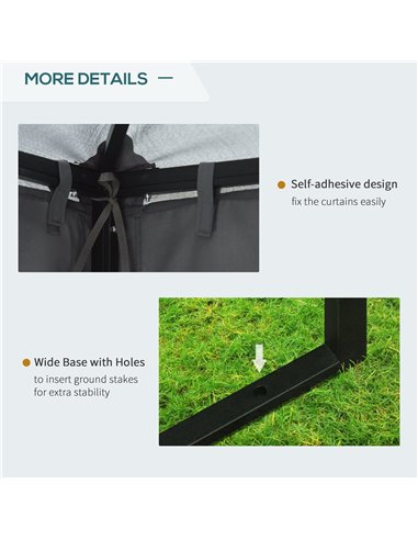Outsunny 3 x 3 m Garden Metal Gazebo Marquee Patio Wedding Party Tent Canopy Shelter with Pavilion Sidewalls (Dark Grey)
