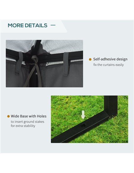 Outsunny 3 x 3 m Garden Metal Gazebo Marquee Patio Wedding Party Tent Canopy Shelter with Pavilion Sidewalls (Dark Grey) - pic 18885 | FastDaddyshop