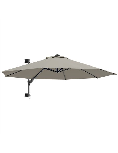 Outsunny 3(m) Wall-Mounted Parasol Shade, with Handle - Light Grey - pic 188851 | FastDaddyshop