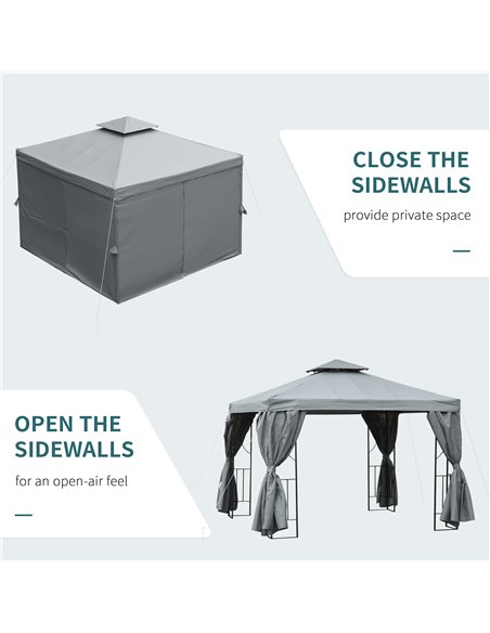 Outsunny 3 x 3 m Garden Metal Gazebo Marquee Patio Wedding Party Tent Canopy Shelter with Pavilion Sidewalls (Dark Grey) - pic 18886 | FastDaddyshop