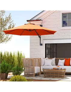 Outsunny 3(m) Wall-Mounted Parasol Shade, with Handle - Orange 2