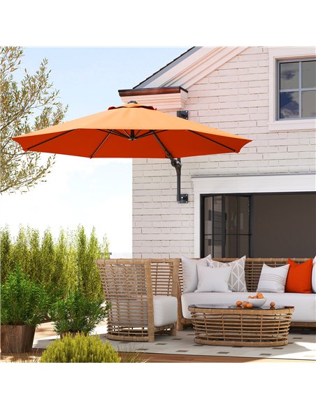 Outsunny 3(m) Wall-Mounted Parasol Shade, with Handle - Orange - pic 188861 | FastDaddyshop