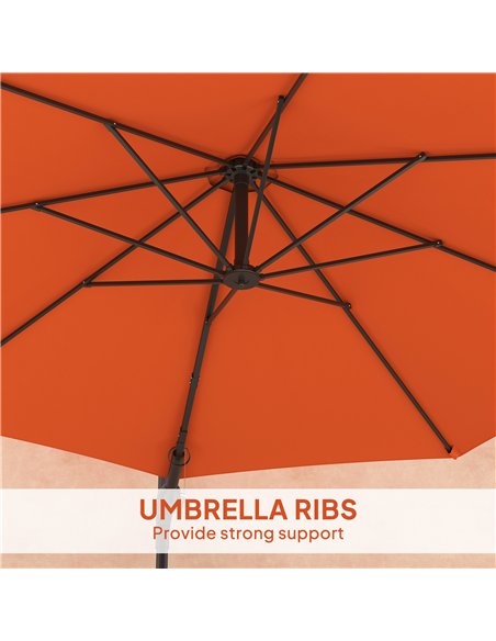 Outsunny 3(m) Wall-Mounted Parasol Shade, with Handle - Orange - pic 188866 | FastDaddyshop