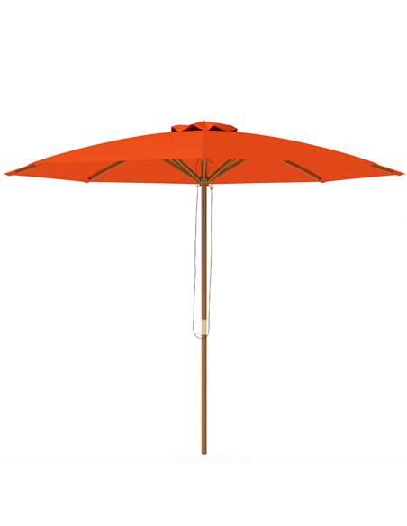 Outsunny 3m Wood Pole Parasol Umbrella - Orange - pic 188878 | FastDaddyshop