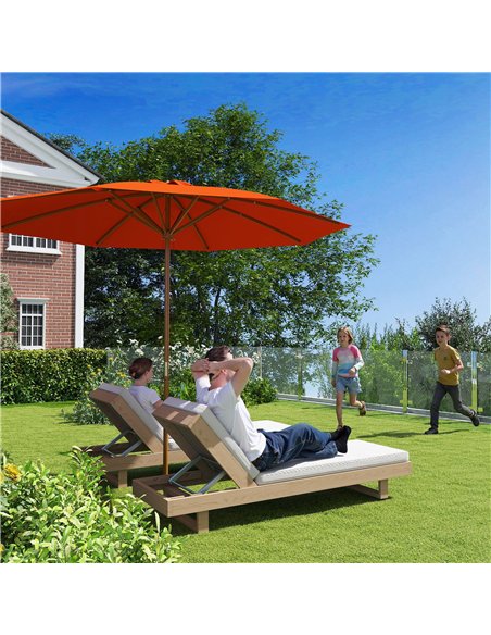 Outsunny 3m Wood Pole Parasol Umbrella - Orange - pic 188885 | FastDaddyshop