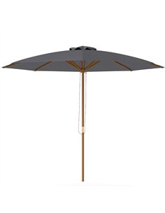 Outsunny 3m Wood Pole Parasol Umbrella - Grey