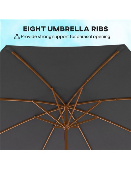 Outsunny 3m Wood Pole Parasol Umbrella - Grey - pic 188893 | FastDaddyshop