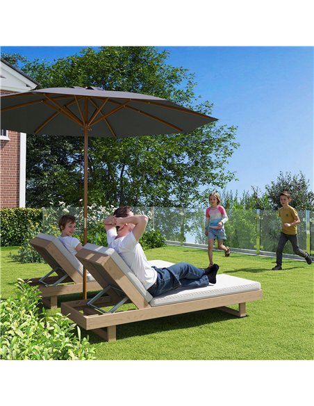 Outsunny 3m Wood Pole Parasol Umbrella - Grey - pic 188894 | FastDaddyshop