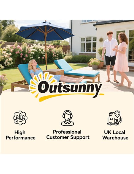 Outsunny 3m Wood Pole Parasol Umbrella - Grey - pic 188895 | FastDaddyshop