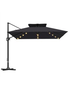 Outsunny Multi-Angle LED Light Parasol Umbrella - Black