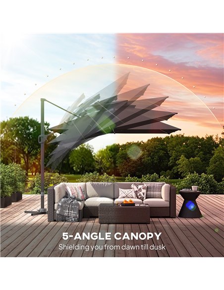 Outsunny Multi-Angle LED Light Parasol Umbrella - Black - pic 188902 | FastDaddyshop
