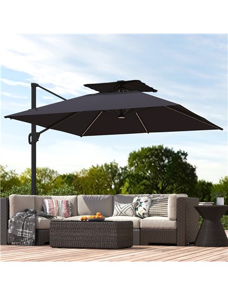 Outsunny Multi-Angle LED Light Parasol Umbrella - Black - pic 188904 | FastDaddyshop