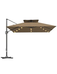 Outsunny Multi-Angle LED Light Parasol Umbrella - Khaki