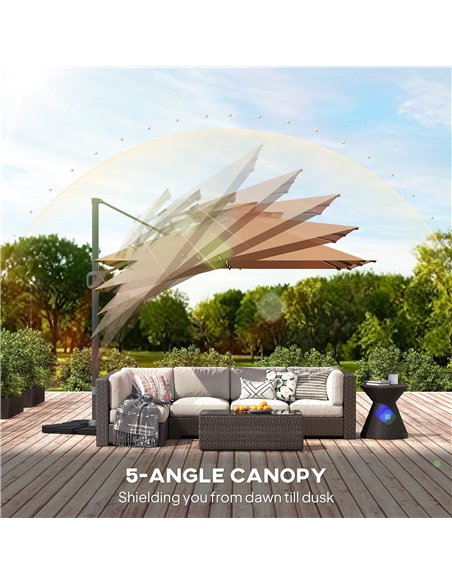 Outsunny Multi-Angle LED Light Parasol Umbrella - Khaki - pic 188911 | FastDaddyshop
