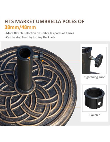 Outsunny 3 m Garden Parasol with Base, Pulley Operated Patio Umbrella, Wooden Parasol, Table Market Umbrella with Rope Pulley Me