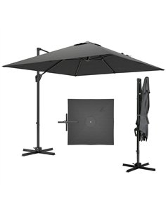 Outsunny Patio Offset Parasol Umbrella with UV Resistant, Cross Base Included, Weights Required - Dark Grey