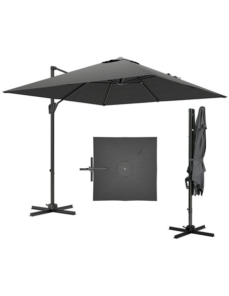 Outsunny Patio Offset Parasol Umbrella with UV Resistant, Cross Base Included, Weights Required - Dark Grey - pic 188950 | FastDaddyshop