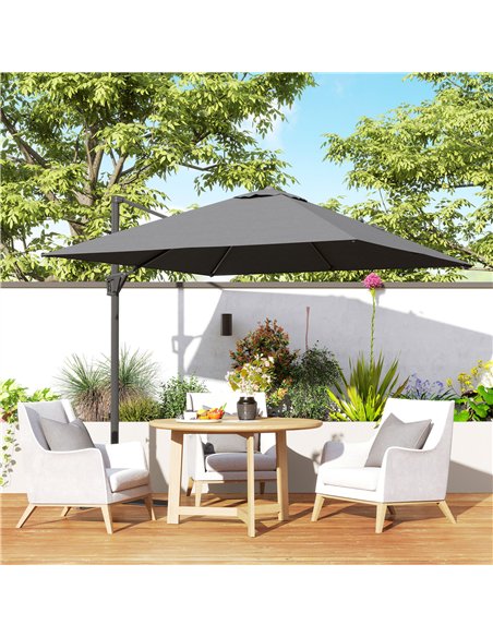 Outsunny Patio Offset Parasol Umbrella with UV Resistant, Cross Base Included, Weights Required - Dark Grey - pic 188951 | FastDaddyshop