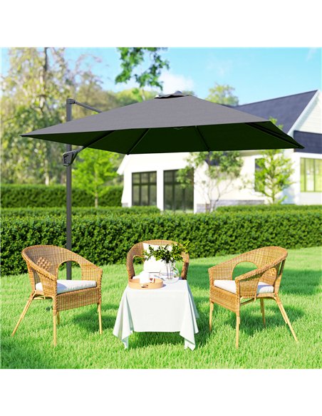 Outsunny Patio Offset Parasol Umbrella with UV Resistant, Cross Base Included, Weights Required - Dark Grey - pic 188957 | FastDaddyshop