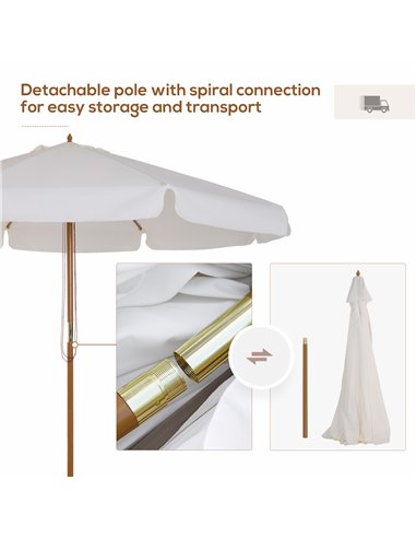 Outsunny 3.3m Elegant Wooden Parasol - Cream