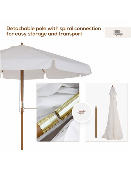 Outsunny 3.3m Elegant Wooden Parasol - Cream - pic 188962 | FastDaddyshop