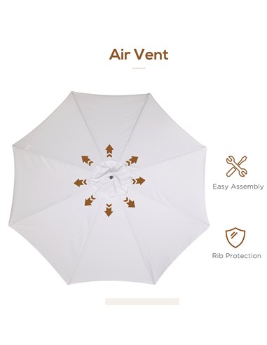 Outsunny 3.3m Elegant Wooden Parasol - Cream