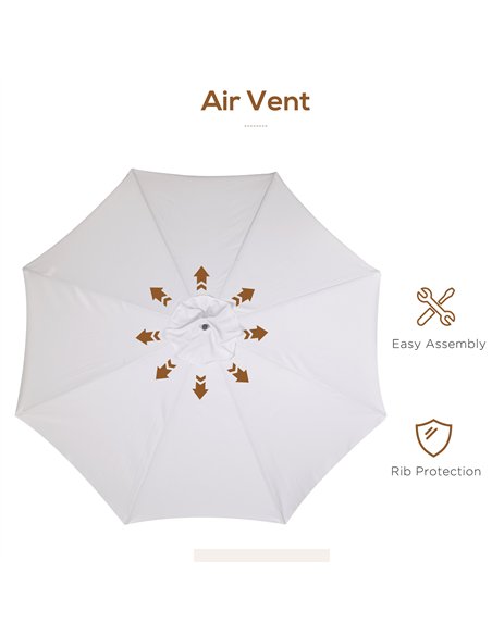 Outsunny 3.3m Elegant Wooden Parasol - Cream - pic 188964 | FastDaddyshop