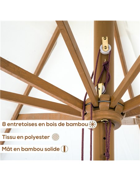 Outsunny 3.3m Elegant Wooden Parasol - Cream - pic 188965 | FastDaddyshop