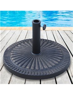 Outsunny 14kg Garden Parasol Base, Round Resin Sun Umbrella Base, Outdoor Umbrella Stand for 38mm or 48mm Outdoor Umbrella Poles 2