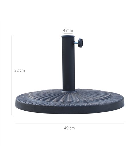 Outsunny 14kg Garden Parasol Base, Round Resin Sun Umbrella Base, Outdoor Umbrella Stand for 38mm or 48mm Outdoor Umbrella Poles - pic 188970 | FastDaddyshop
