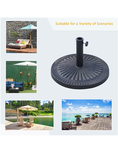 Outsunny 14kg Garden Parasol Base, Round Resin Sun Umbrella Base, Outdoor Umbrella Stand for 38mm or 48mm Outdoor Umbrella Poles