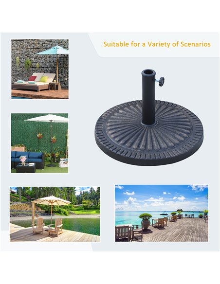 Outsunny 14kg Garden Parasol Base, Round Resin Sun Umbrella Base, Outdoor Umbrella Stand for 38mm or 48mm Outdoor Umbrella Poles - pic 188971 | FastDaddyshop