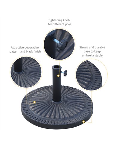 Outsunny 14kg Garden Parasol Base, Round Resin Sun Umbrella Base, Outdoor Umbrella Stand for 38mm or 48mm Outdoor Umbrella Poles