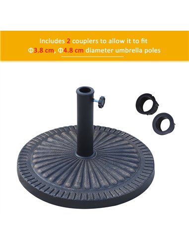 Outsunny 14kg Garden Parasol Base, Round Resin Sun Umbrella Base, Outdoor Umbrella Stand for 38mm or 48mm Outdoor Umbrella Poles